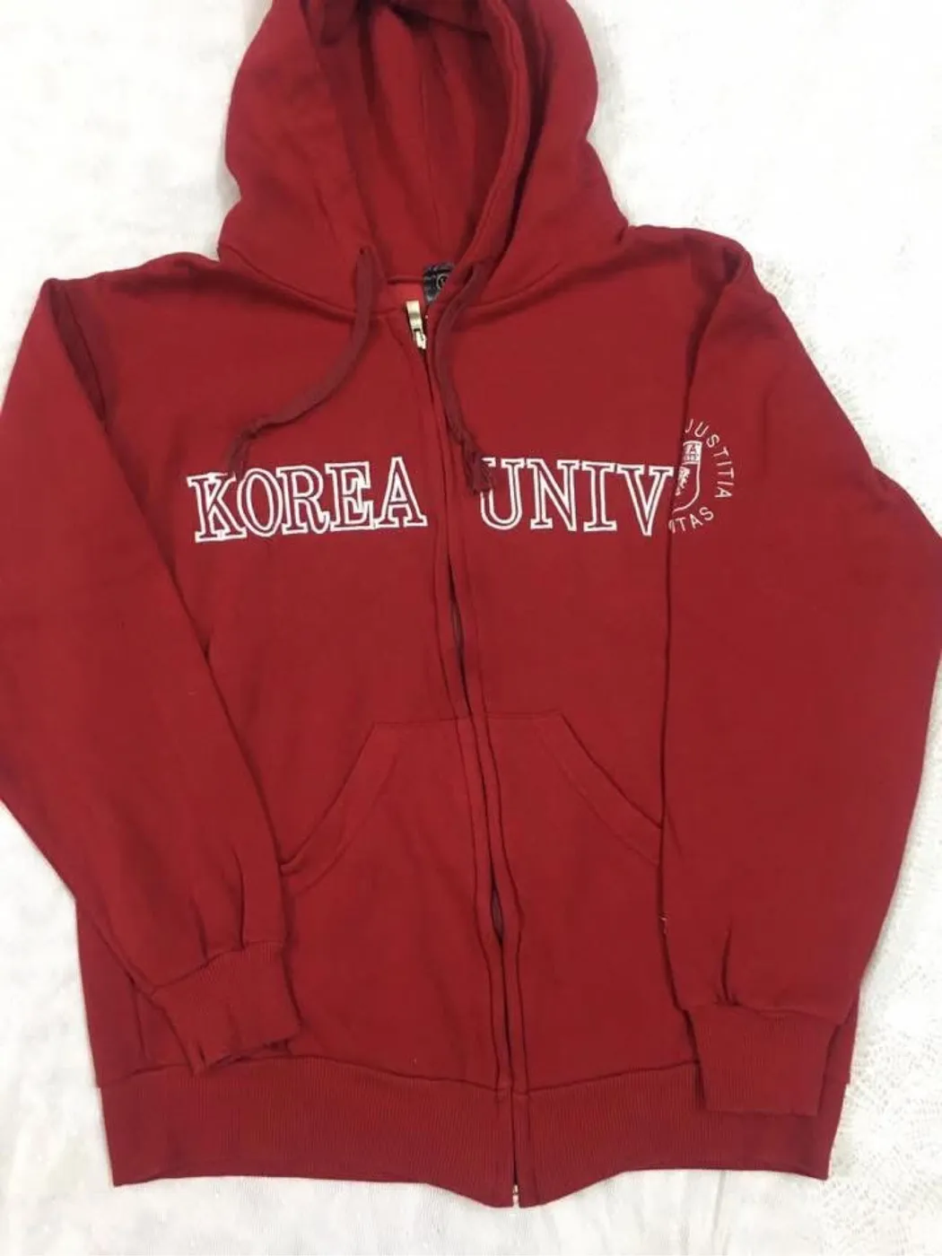 هودي أحمر بسحاب مع كتابة Korea Univ