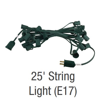 E17/25FT CORD 12IN SPACING/GREEN (60082)