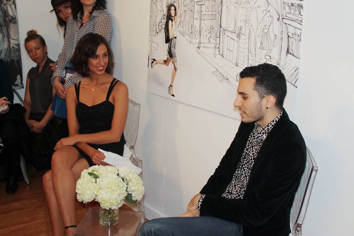 Juliette Donatelli and Daniel Silverstein discussing zero waste fashion.
