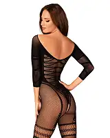 Сітчастий бодістокінг з імітацією підв’язок Obsessive Bodystocking G329 XL/XXL, black, з доступом