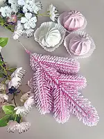 Гілочка хвойна лита Lux Marshmallow Pink рожева засніжена 33 см | ТМ HVOYA (150 шт.)