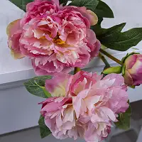 Півонія штучна рожева, потрійна гілка 75 см – реалістична квітка для декору і букетів