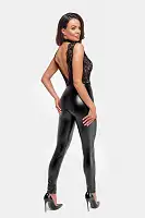 Комбінезон Noir Handmade F298 Libido Deep-V catsuit with collar and pearl chain - XXL