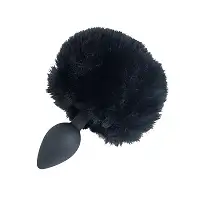 Анальна пробка з хвостом Punishment - Bunny Tail Silicone Anal Plug - Black