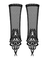 Сітчасті мітенки з мереживом Obsessive Luiza mittens One size, чорні