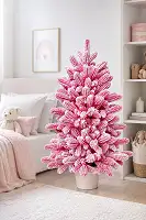 Штучна рожева засніжена ялинка Elegant Marshmallow Pink лита, 90 см у горщику
