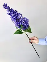 Бузок блакитний латексний, преміум якість, штучні квіти Real Touch, велика гілка 72 см