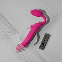 Безремінний страпон з вібрацією Strap-On-Me Vibrating Fuchsia M, діаметр 3,8 см, пульт ДК, регульований
