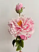 Піон штучний світло-рожевий 75 см, декоративна гілка піона, велика квітка 17 см
