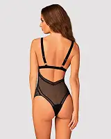 Мереживне боді з декольте Obsessive Estiqua teddy M/L, чорне, широкі лямки