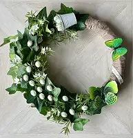 Великодній декоративний вінок на двері з яйцями, метеликами і відерцем, 45 см