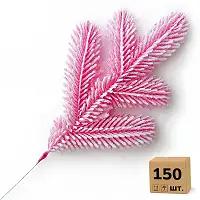 Гілочка хвойна лита Lux Marshmallow Pink рожева засніжена 33 см | ТМ HVOYA (150 шт.)