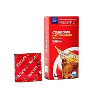 Презервативи Recare Cola Dotted&Ribbed Condoms 12 шт, з пухирцями та ребрами, аромат: Кола