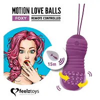 Вагінальні кульки з перлинним масажем FeelzToys Motion Love Balls Foxy з пультом ДК, 7 режимів