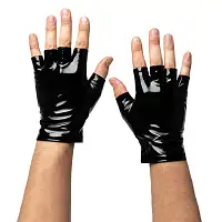 Лаковані чоловічі рукавички без пальців Art of Sex - Jeyson, колір чорний, розмір M