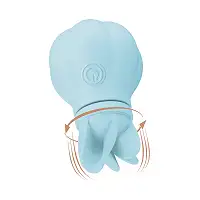  Вібратор Adrien Lastic Caress Blue з насадками для стимуляції ерогенних зон, які обертаються.