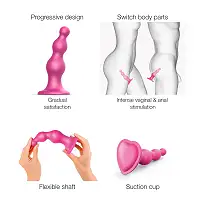 Насадка для страпона Strap-On-Me Dildo Plug Beads Framboise Metallic M