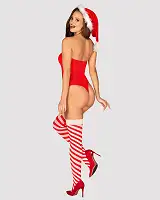 Боді Obsessive Kissmas teddy red S/M