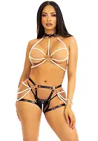 Комплект із перлинами Leg Avenue Faux Pearl Halter Harness M