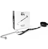 Анальний гак 2 із нашийником з натуральної шкіри Art of Sex - Anal hook, Чорний
