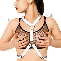 Жіноча портупея Art of Sex - Wings біла L-2XL, екошкіра