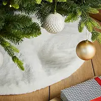 Хутряний килимок-спідниця під ялинку d-90 см білий