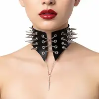 Чокер комір з шипами Art of Sex - Ariadne, еко шкіра, колір червоний, L-2XL