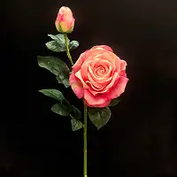 Штучна рожева троянда Deluxe на стеблі, реалістична гілка 65 см, латекс Real Touch, штучні квіти для декору