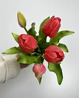 Тюльпани латексні рожеві, букет 5 тюльпанів, 30 см, штучні декоративні квіти
