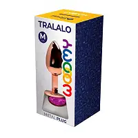 Металева анальна пробка Wooomy Tralalo Rose Gold Metal Plug Magenta M, діаметр 3,4 см, довжина 8 см