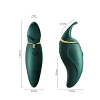 Вібратор 2в1 з язичком Zalo — Hero Jewel Green, кристал Swarovski