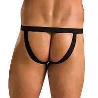 Чоловічі сліпи на шнурівці Passion 044 SLIP BEN L/XL Black, екошкіра, люверси