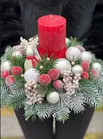 Вінок новорічний різдвяний Premium з литої хвої d-45 см зелений