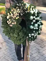 Вінок новорічний різдвяний Premium з литої хвої d-60 см зелений