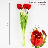Букет латексних тюльпанів, 5 бутонів, червоний, 45 см