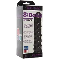 Дилдо Doc Johnson CodeBlack - 8 Inch Raging Vac-U-Lock із стимулювальним рельєфом, діаметр 3,8 см