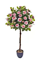 Штучна висока ніжно-рожева троянда на штамбі 120 см у горщику — декоративний кущ для інтер’єру