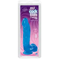 Фалоімітатор Doc Johnson Jelly Jewels Cock & Balls Blue, діаметр 3,6 см, антибактеріальний ПВХ