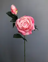 Штучна рожева троянда Deluxe на стеблі, реалістична гілка 65 см, латекс Real Touch, штучні квіти для декору