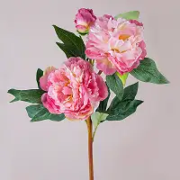 Півонія штучна рожева, потрійна гілка 75 см – реалістична квітка для декору і букетів