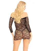 Сукня-сітка з сердечками Leg Avenue Heart net mini dress Black, зав'язки, відкриті плечі, One Size
