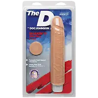 Фалоімітатор Doc Johnson The D: Shakin D 9 Inch Vibro ULTRASKYN, діаметр 3,8 см, плавне регулювання