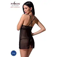 Прозора сорочка приталена Passion QUENTRIS CHEMISE XXL/XXXL, black, трусики