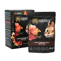 Набір паучів Savory Kitten "3+1" для кошенят, ягня з гарбузом у желе, 85 г