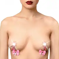 Затискачі для сосків з регулюванням Art of Sex - Flirty Bow, колір рожевий