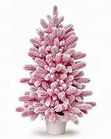 Штучна рожева засніжена ялинка Elegant Marshmallow Pink лита, 90 см у горщику