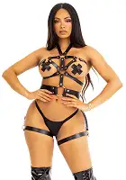Портупея та гартери Leg Avenue Garter Body Harness with Detachable Back Handle Black M