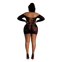 Сукня-бодістокінг Moonlight Plus Model 07 XL-XXXL Black, довгий рукав