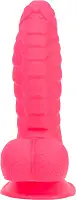Ребристий фалоімітатор на присосці ADDICTION — Tom 7″ Dildo With Balls — Pink, віброкуля в подарунок