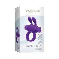 Эрекционное виброкольцо S Pleasures Premium Rabbit Ring фиолетовое, со съемной вибропулей и ушками